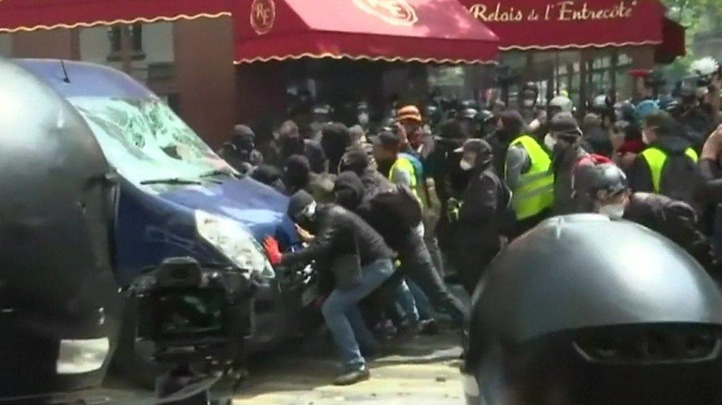 Thousands of people have taken to the streets of the French capital in demonstrations.