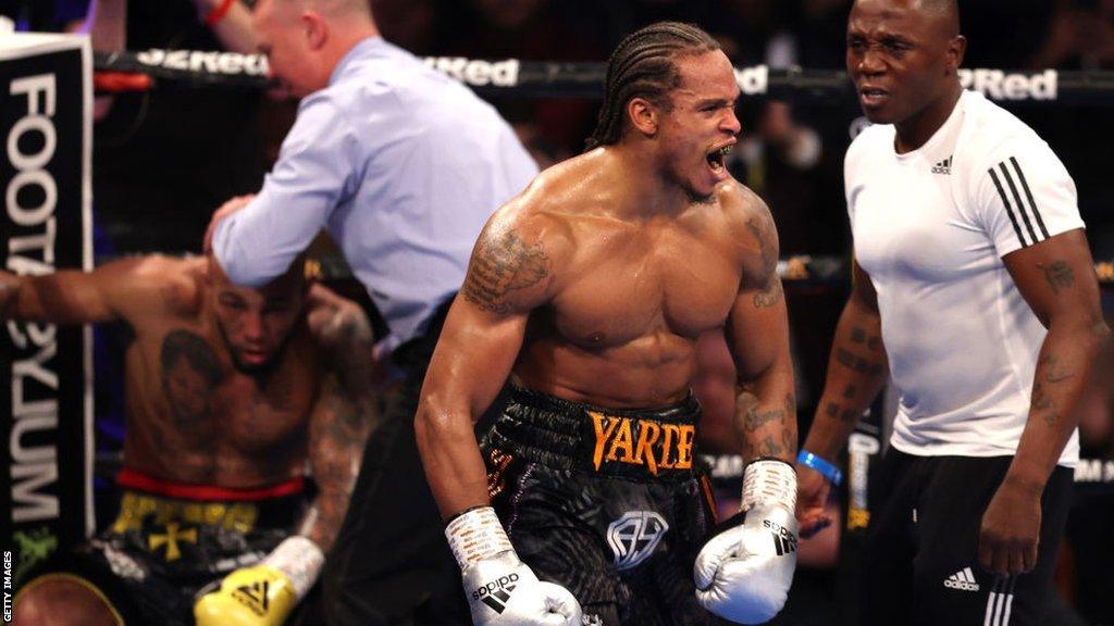 Anthony Yarde celebrates beating Lyndon Arthur