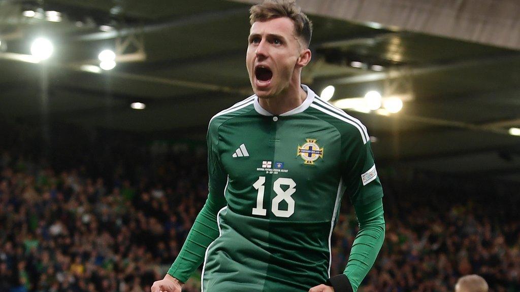 Gavin Whyte playing for Northern Ireland