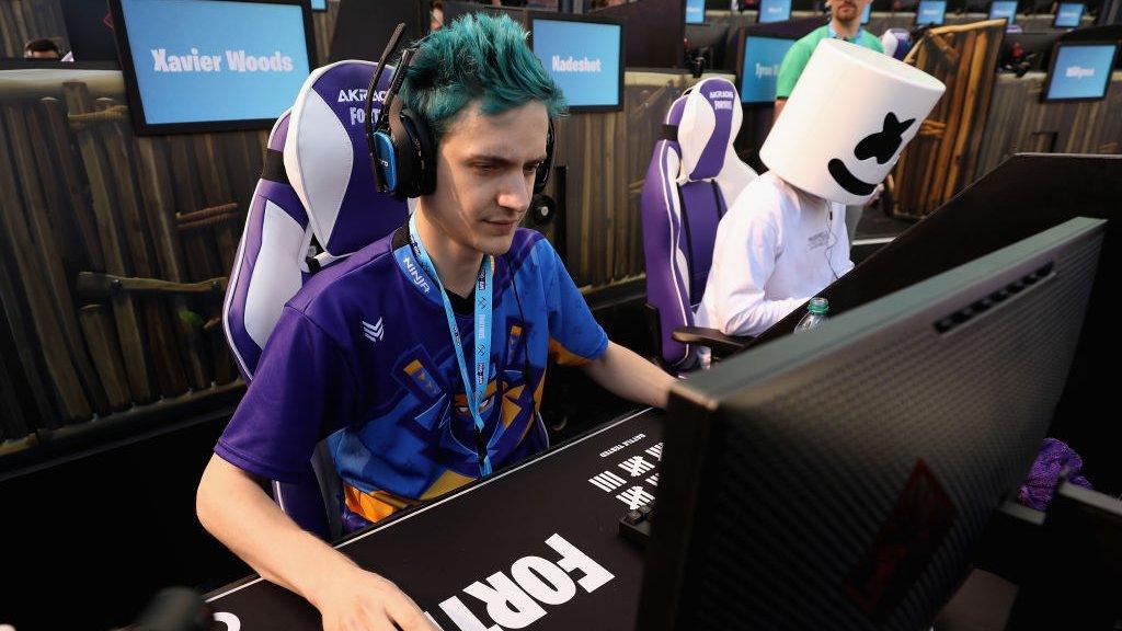 Ninja and DJ Marshmello playing Fortnite