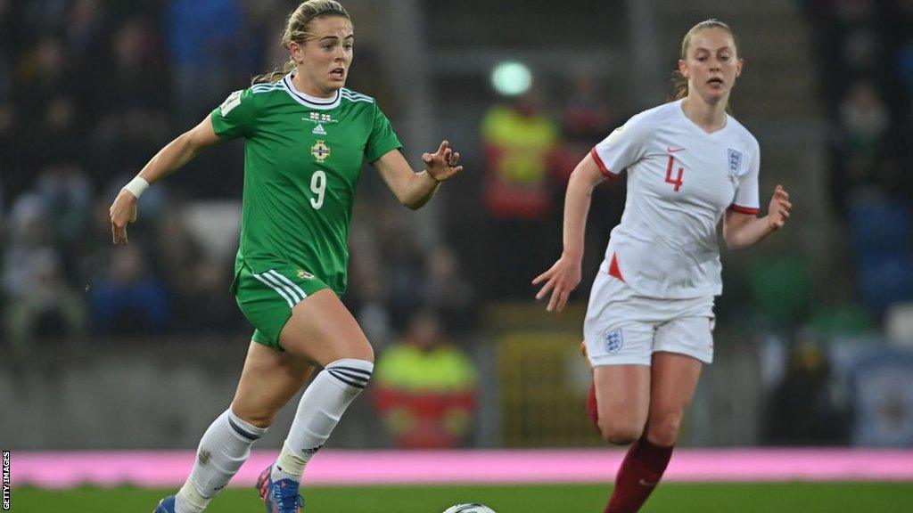 Simone Magill playing for Northern Ireland