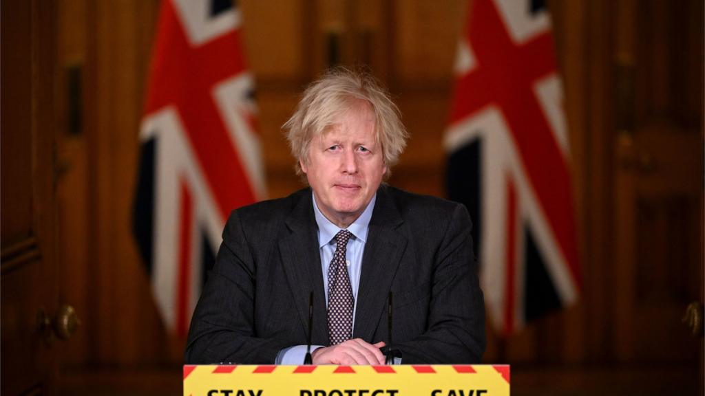 Boris Johnson at the Downing Street briefing on Monday