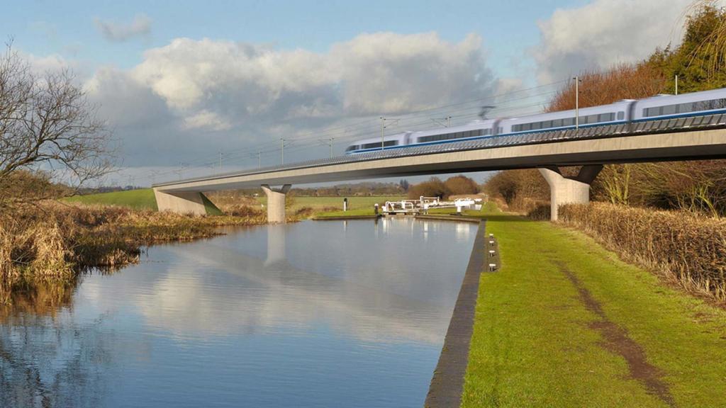 Undated file handout artist’s impression of an HS2 train on the Birmingham and Fazeley viaduct, part of the proposed route for the HS2 high speed rail scheme