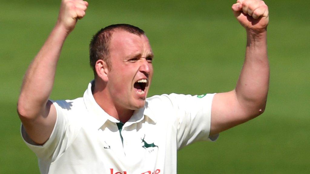 Luke Fletcher celebrates a wicket