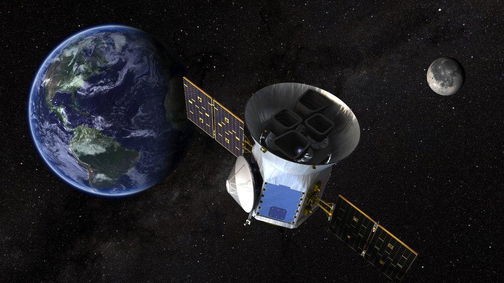 Artist's impression of TESS, the Transiting Exoplanet Survey Satellite