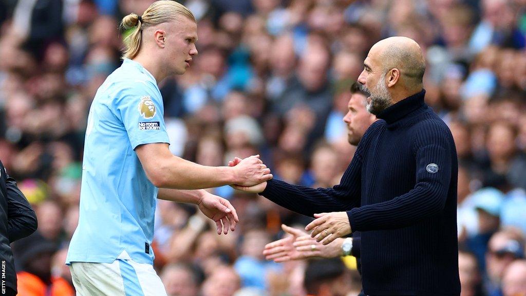 Erling Haaland and Pep Guardiola