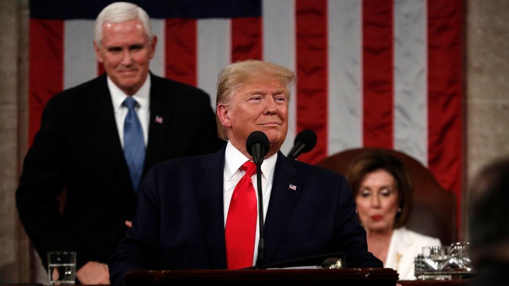 U.S. President Donald Trump begins to deliver his State of the Union address