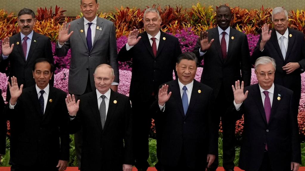 Vladimir Putin and Xi Jinping with world leaders at Belt and Road