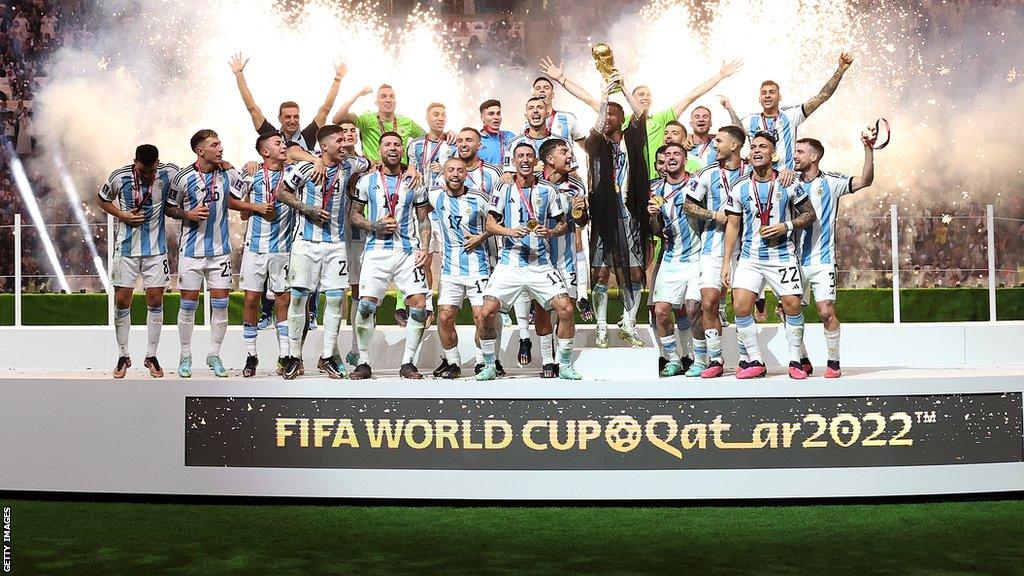 Argentina lifting the World Cup