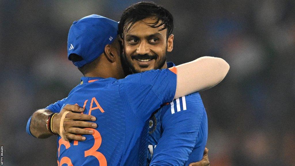 Axar Patel celebrates a wicket