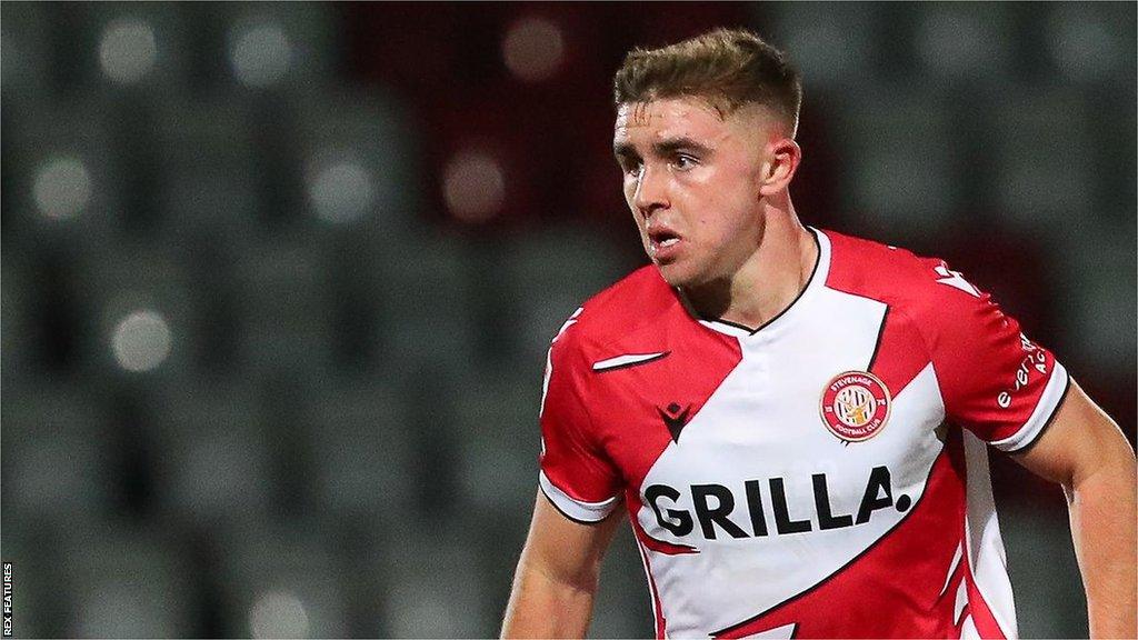 Harrison Neal in action for Stevenage