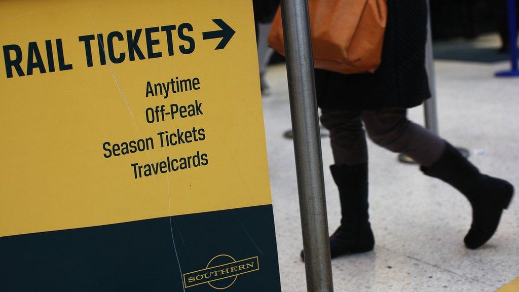 Southern rail tickets sign at station