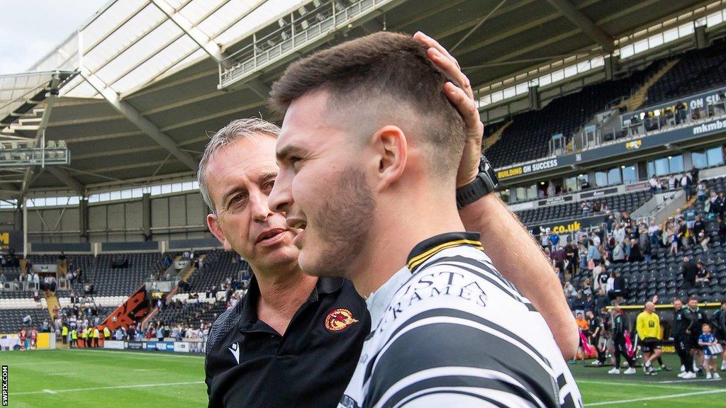 Ben McNamara with his dad Steve, the head coach of Catalans Dragons