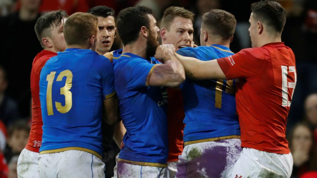 Wales and Italy scuffle