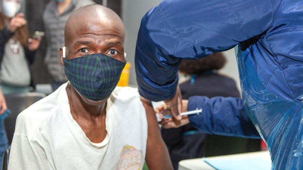 Mobile vaccine centre in Soweto, South Africa