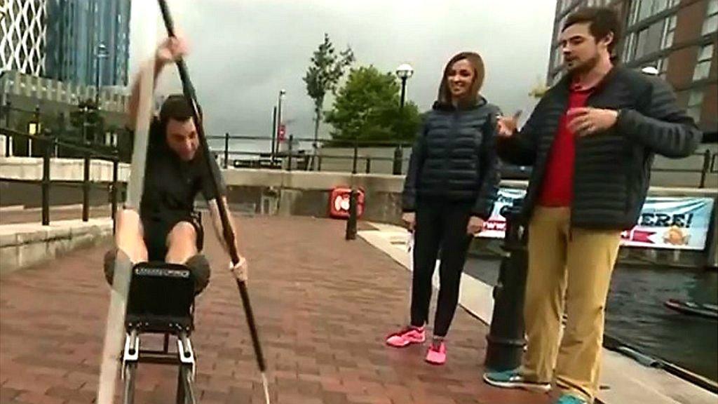 BBC Breakfast's Sally Nugent learning about kayaking