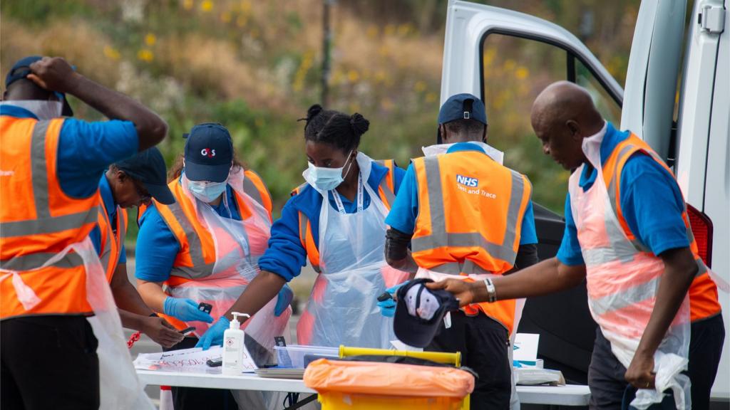 Staff prepare at a Coronavirus testing centre in Southwark, London, 16 September 2020