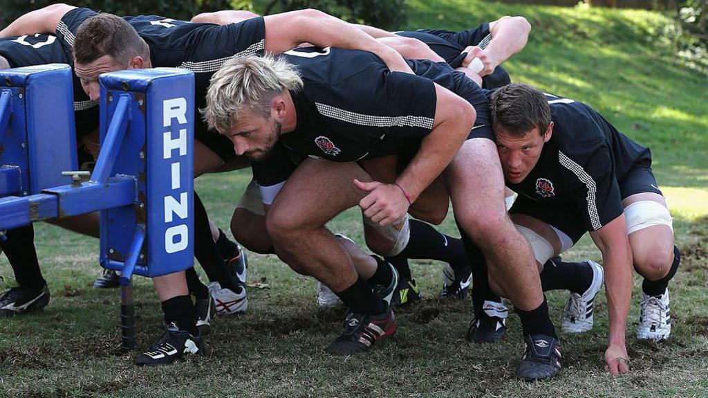 Joe Marler [left] and Tom Johnson train ahead of their full international debuts for England.