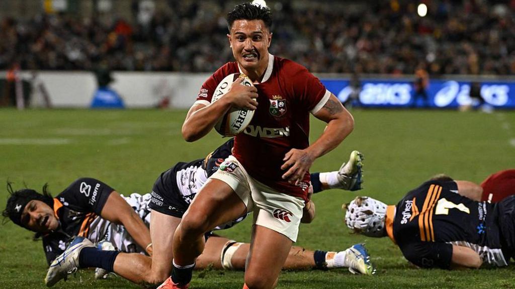 Marcus Smith scores a try for the British and Irish Lions against ACT Brumbies