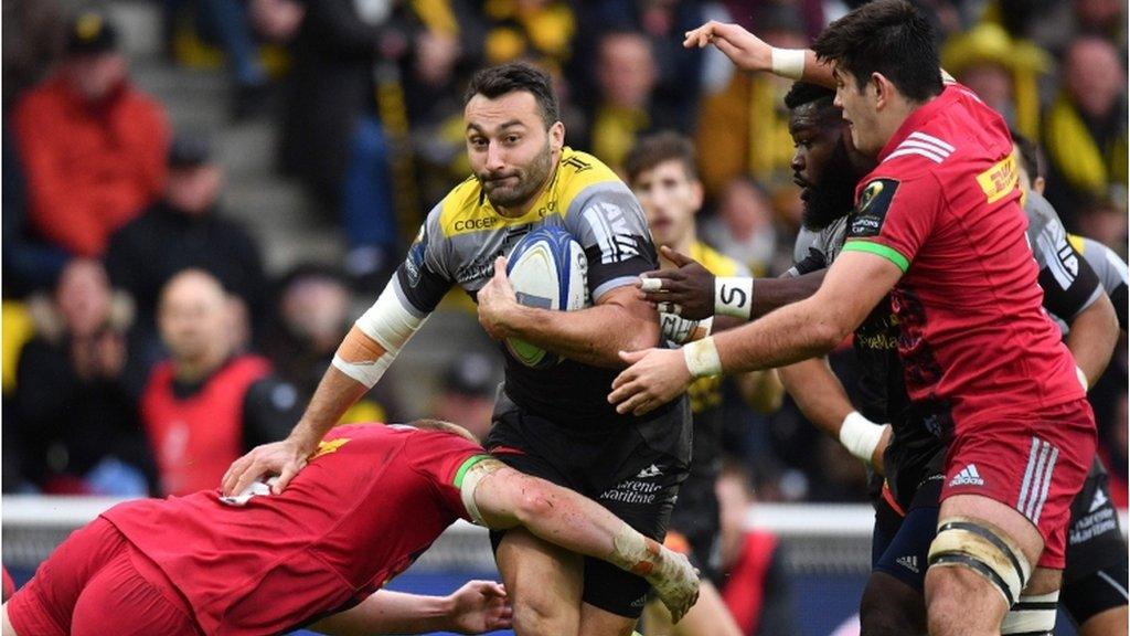 La Rochelle's Jeremy Sinzelle runs with the ball