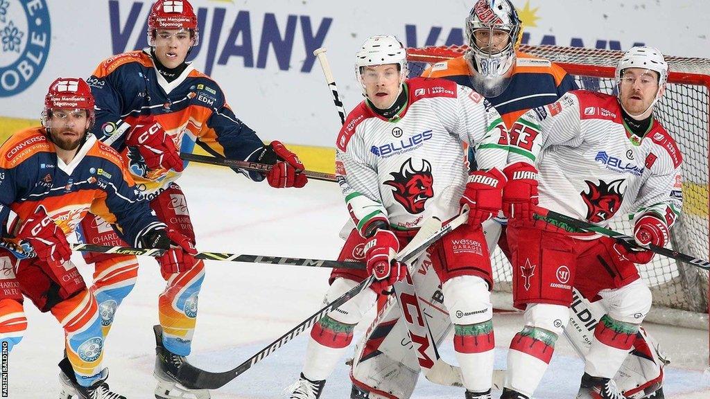 Action from Cardiff Devils' game against Bruleurs de Loups last November