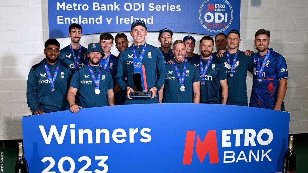 England with the ODI series trophy