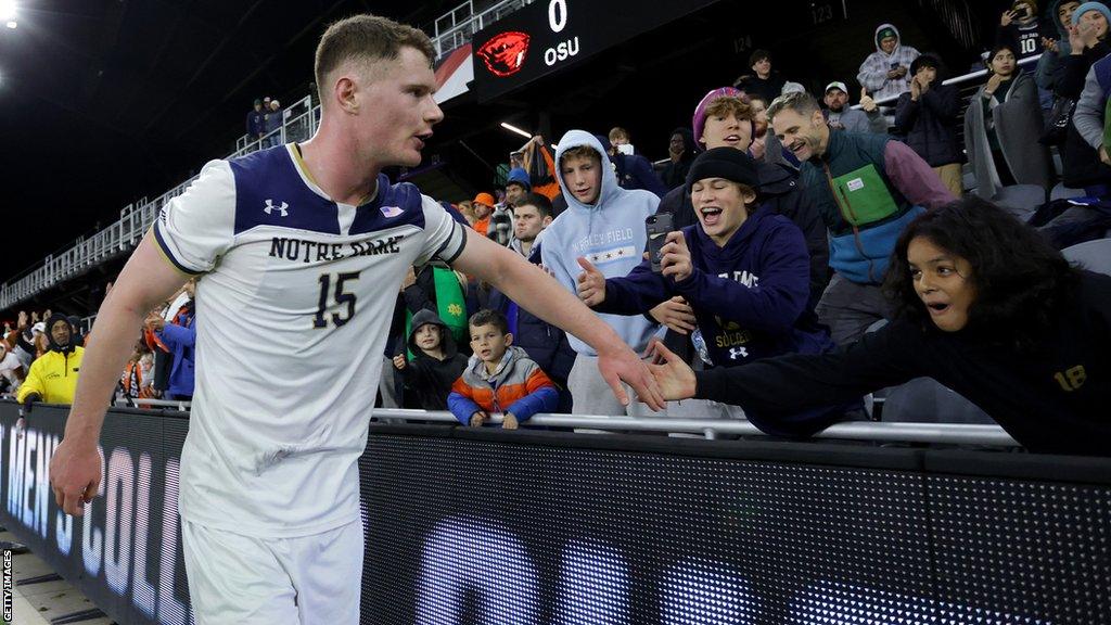 Paddy Burns after a game for Notre Dame