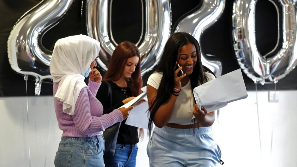 Pupils getting GCSE results on 20 August 2020