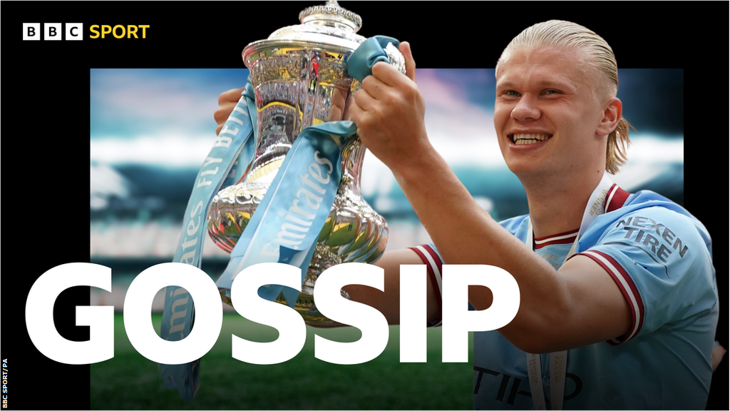 Erling Haaland and the BBC Sport Gossip logo