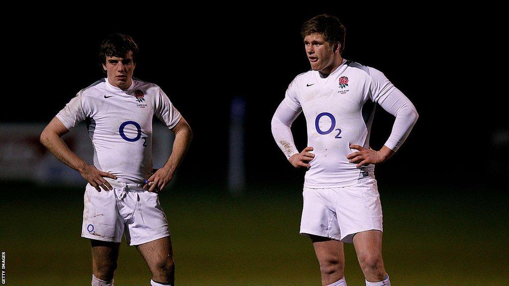 George Ford and Owen Farrell playing for England under-20s against Ireland in 2011