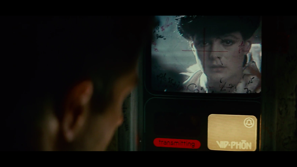 Deckard talks to Rachael on a video phone in Blade Runner