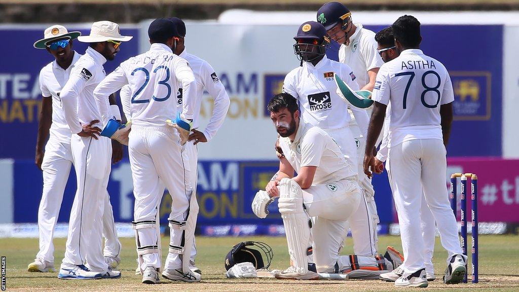 Ireland captain Andrew Balbirnie was forced off early in Friday's action before returning to bat after lunch