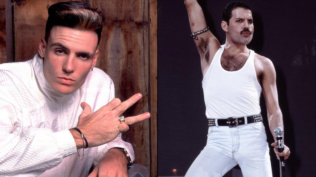 Vanilla Ice (left) and Freddie Mercury from Queen (right).