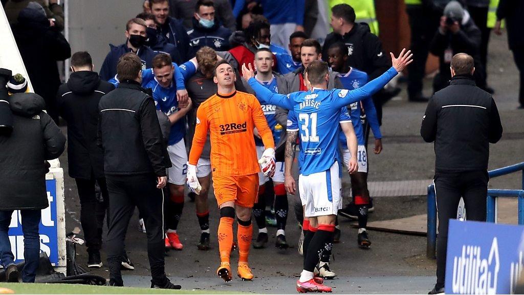 Rangers players celebrate