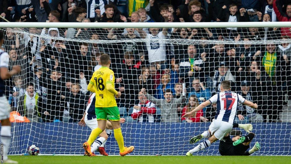 Jed Wallace scores West Brom's winner against Norwich