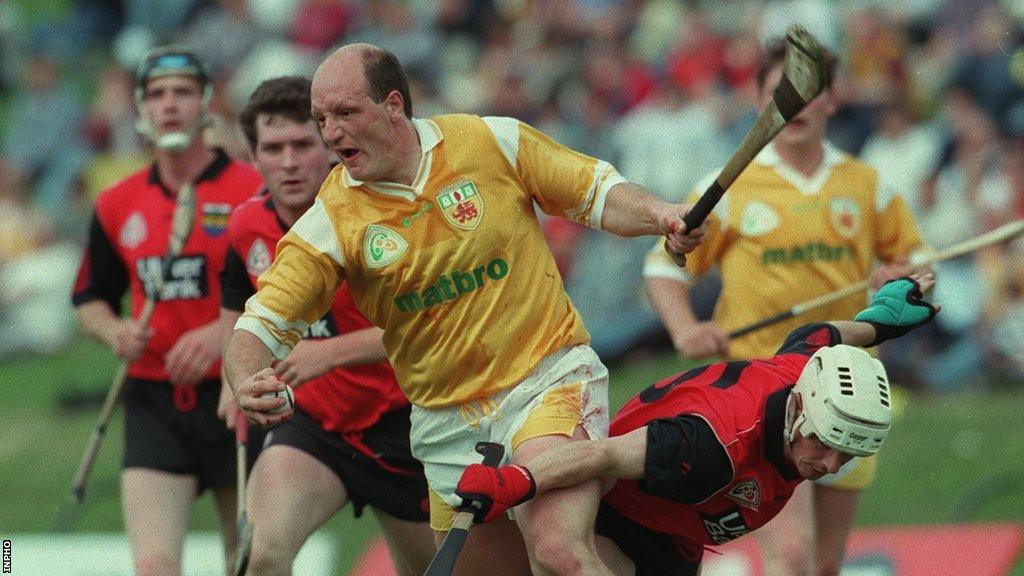 McNaughton pictured during Antrim's 1996 Ulster Hurling Final win over Down