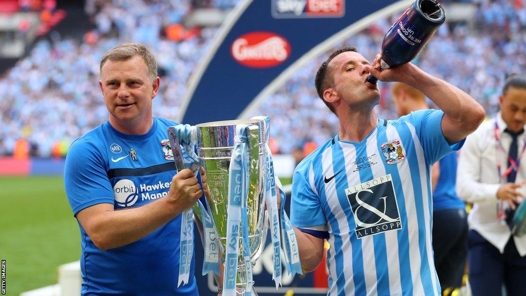 Coventry beat Exeter 3-1 in the League Two play-off final just five years ago in May 2018