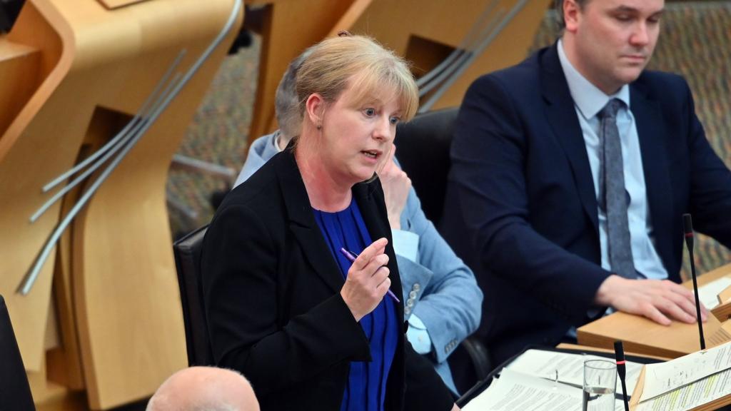 Deputy First Minister and Finance Secretary Shona Robison speaks during Topical Questions in the Scottish Parliament, on June 14, 2023