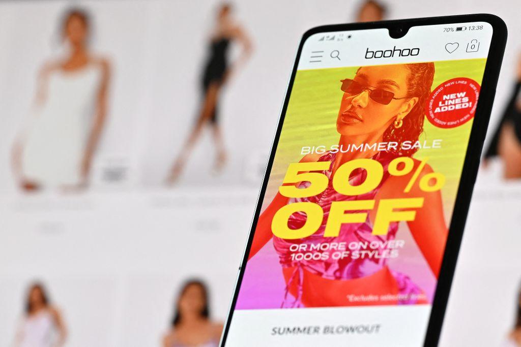 Boohoo website on a phone