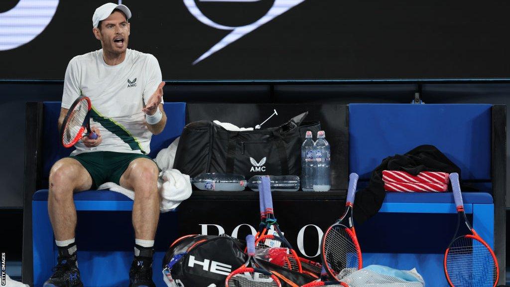 Andy Murray during his match against Thanasi Kokkinakis at the 2023 Australian Open