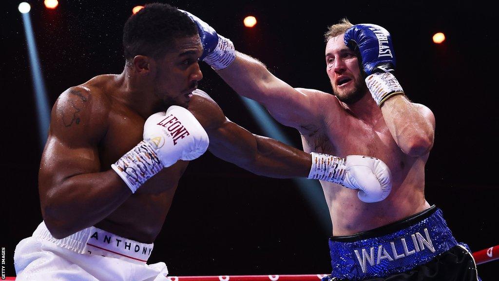 Anthony Joshua punches Otto Wallin