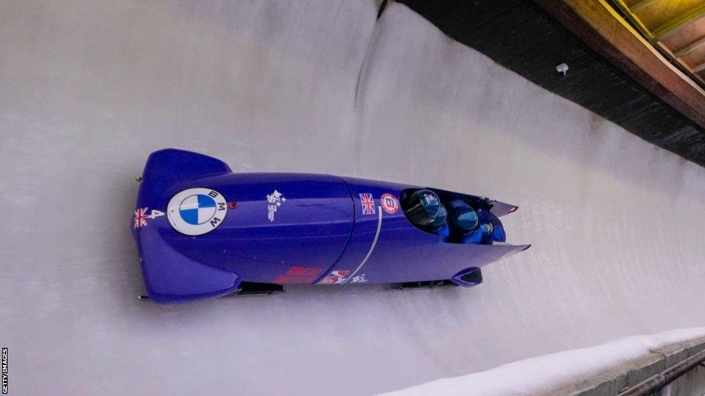 Team Hall in bobsleigh action