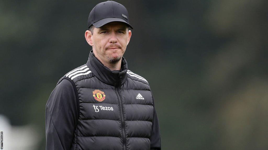 Manchester United manager Marc Skinner in training