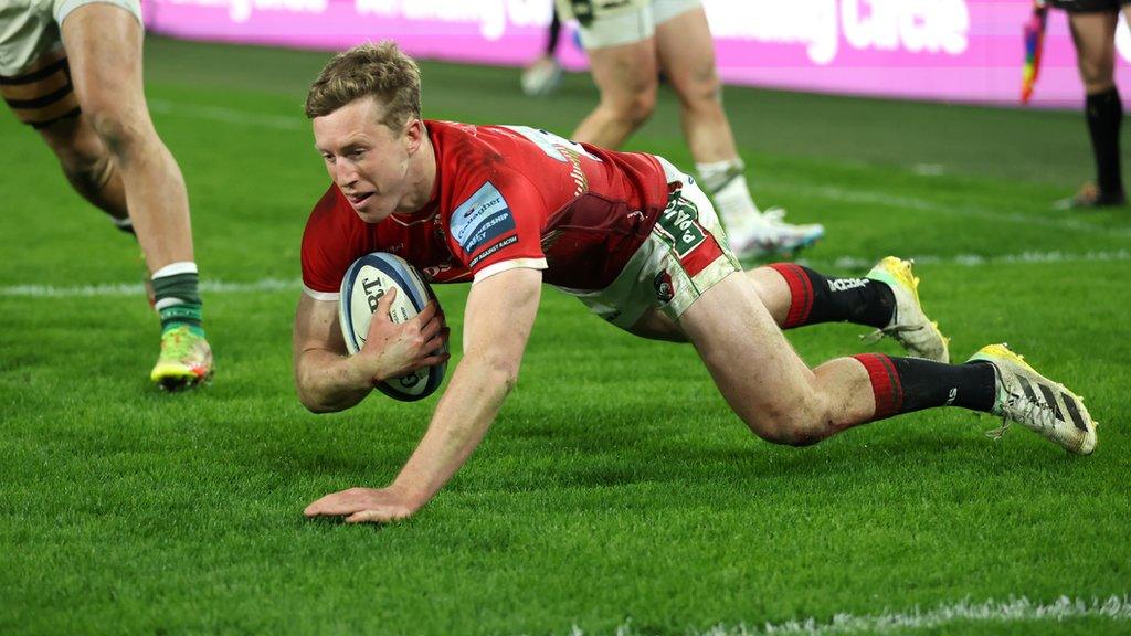 Harry Potter scores a try for Leicester Tigers against London Irish