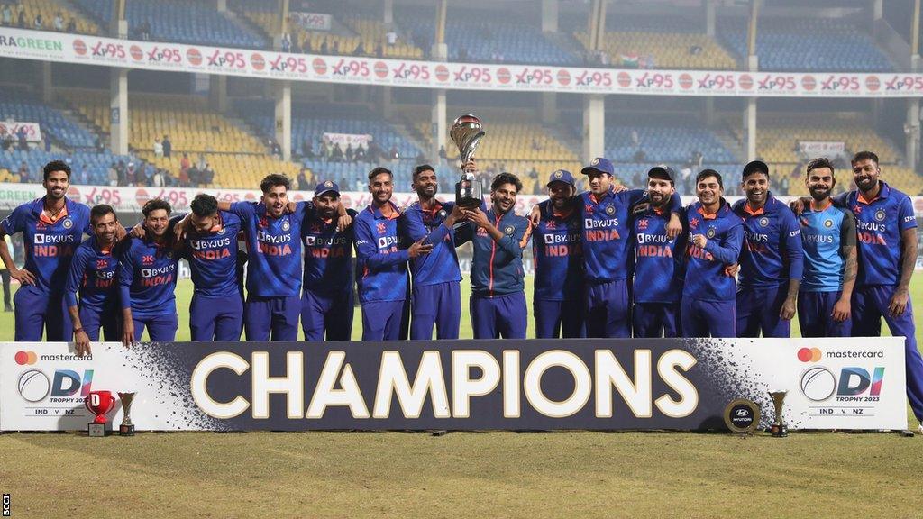 India with the ODI series trophy