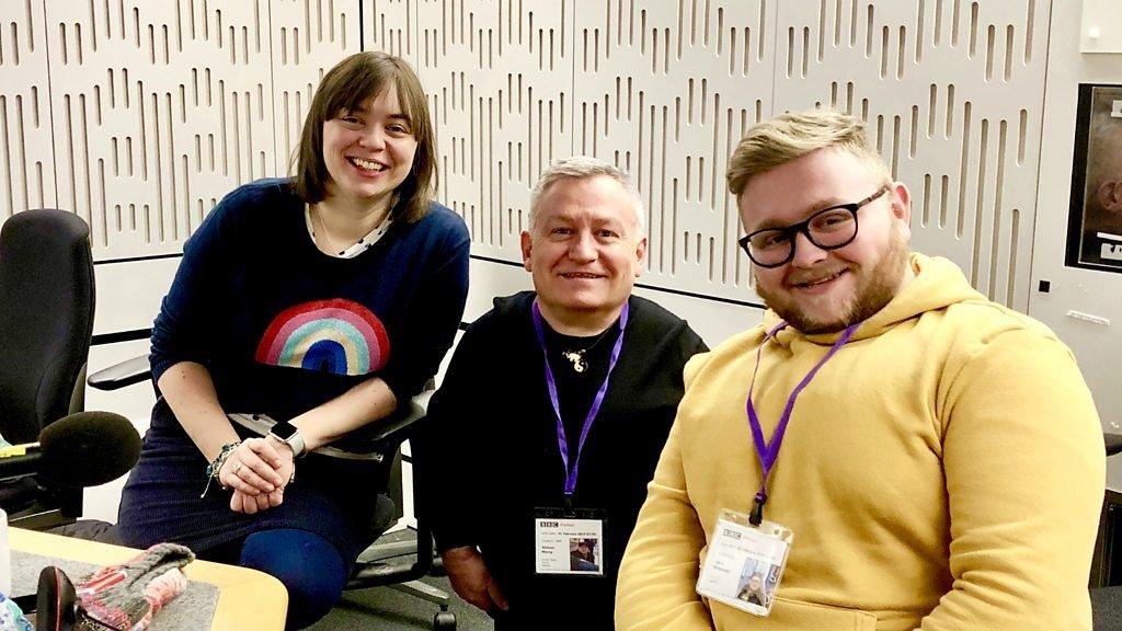 Presenters Kate and Simon with Jack Binstead