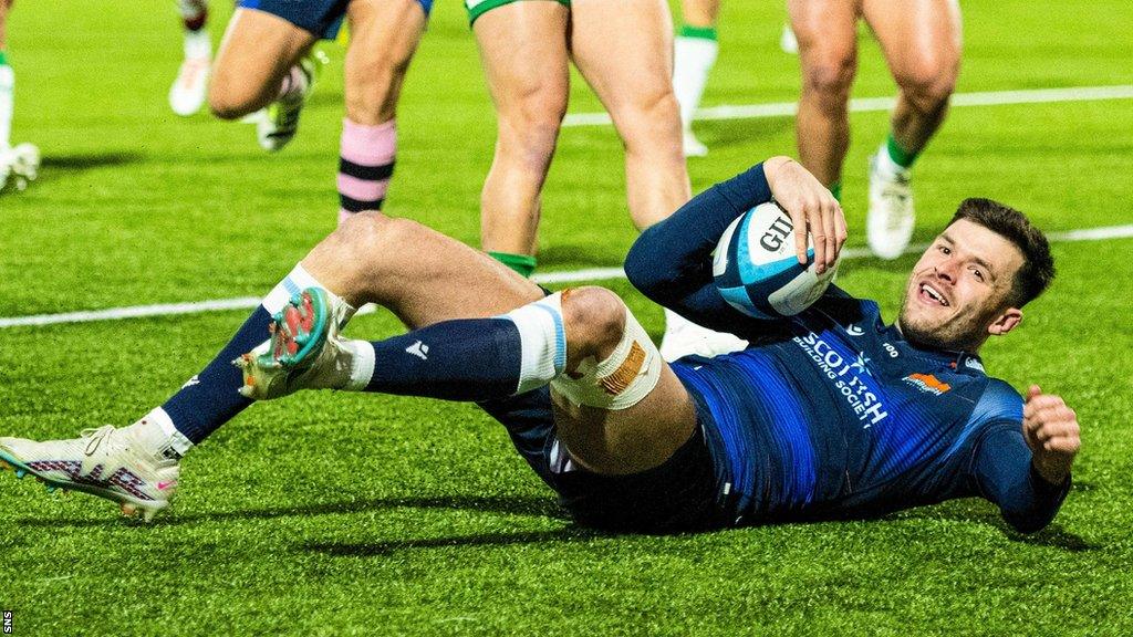 Edinburgh's Blair Kinghorn scores a try