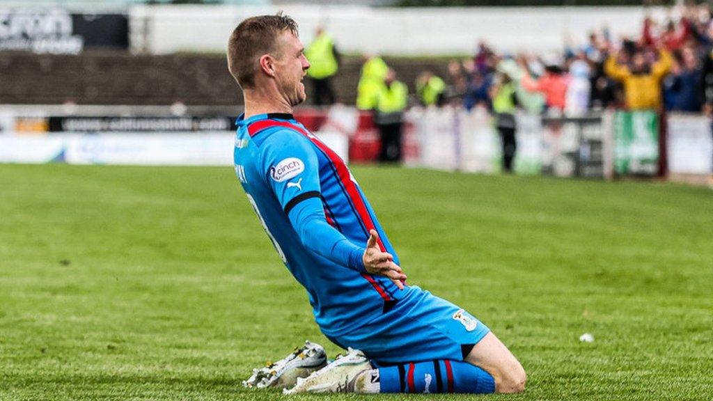 Billy Mckay celebrating scoring, what proved to be, the winning goal for Inverness Caley Thistle