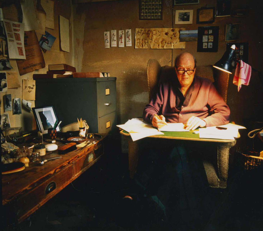 Roald Dahl in shed