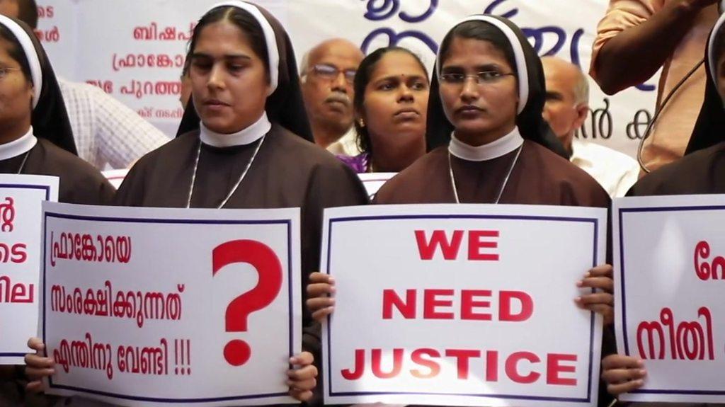 Nuns protesting